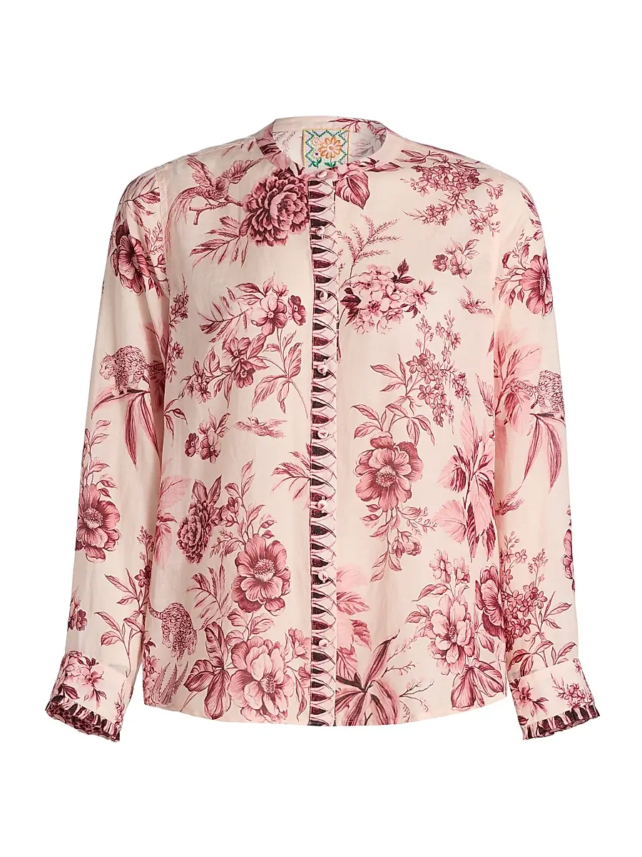 Johnny Was Women's Printed Ruffle-Cuff Blouse | Image 1 Johnny Was Women's Printed Ruffle-Cuff Blouse | Image 1