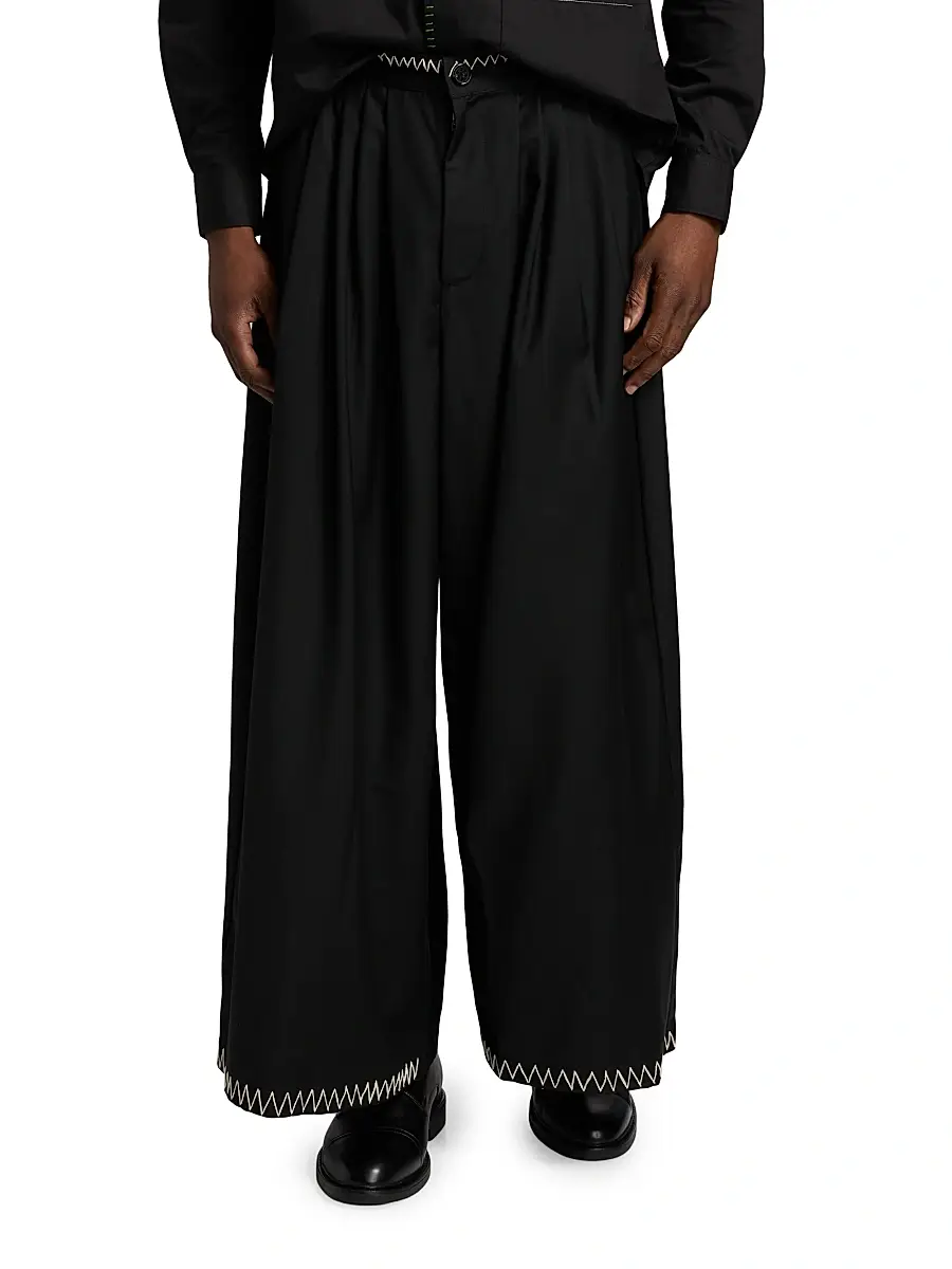 Glass Cypress Men's Wool Embroidered Wide-Leg Pants | Thumbnail 3 Glass Cypress Men's Wool Embroidered Wide-Leg Pants | Thumbnail 3