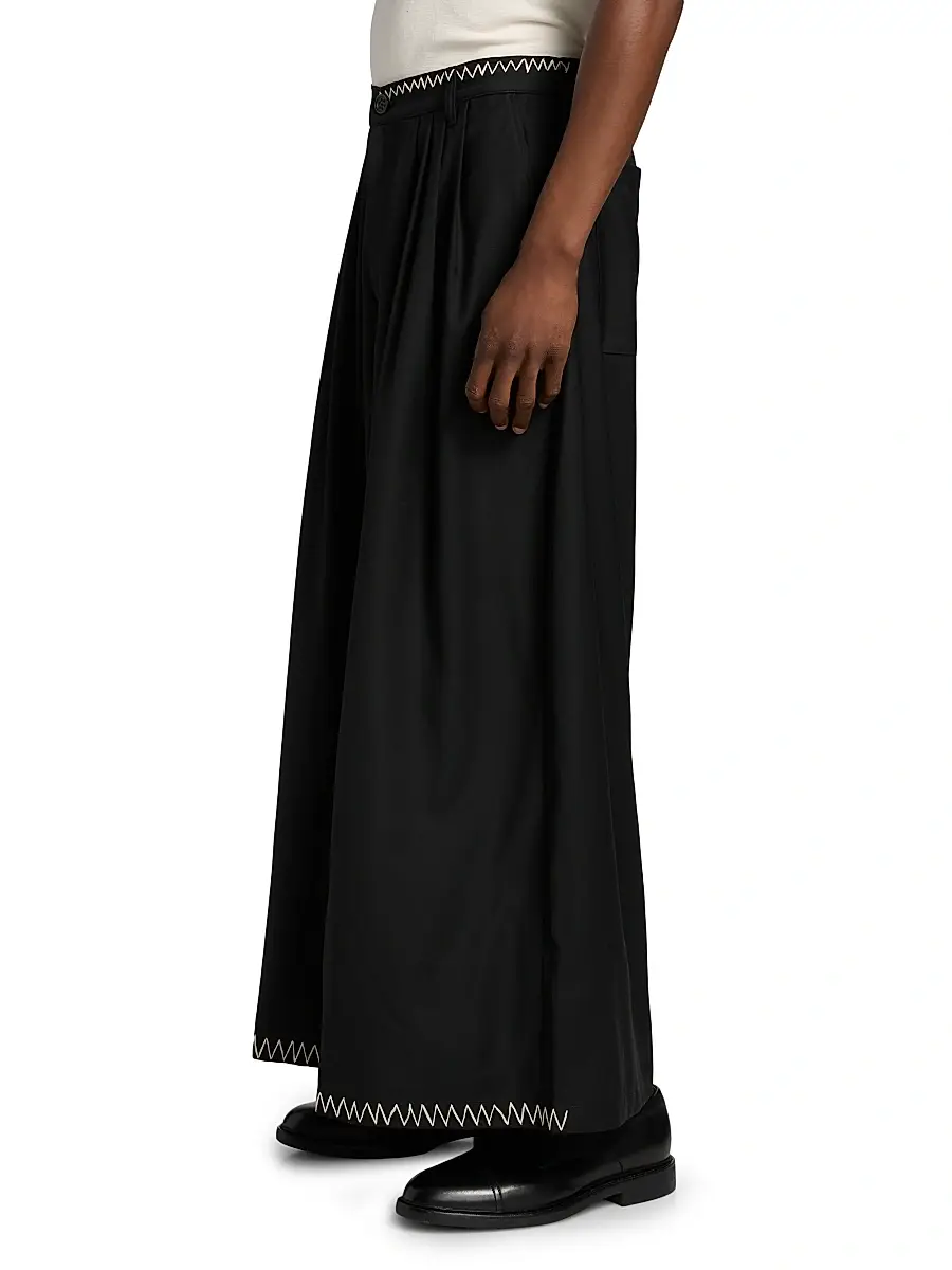 Glass Cypress Men's Wool Embroidered Wide-Leg Pants | Thumbnail 4 Glass Cypress Men's Wool Embroidered Wide-Leg Pants | Thumbnail 4