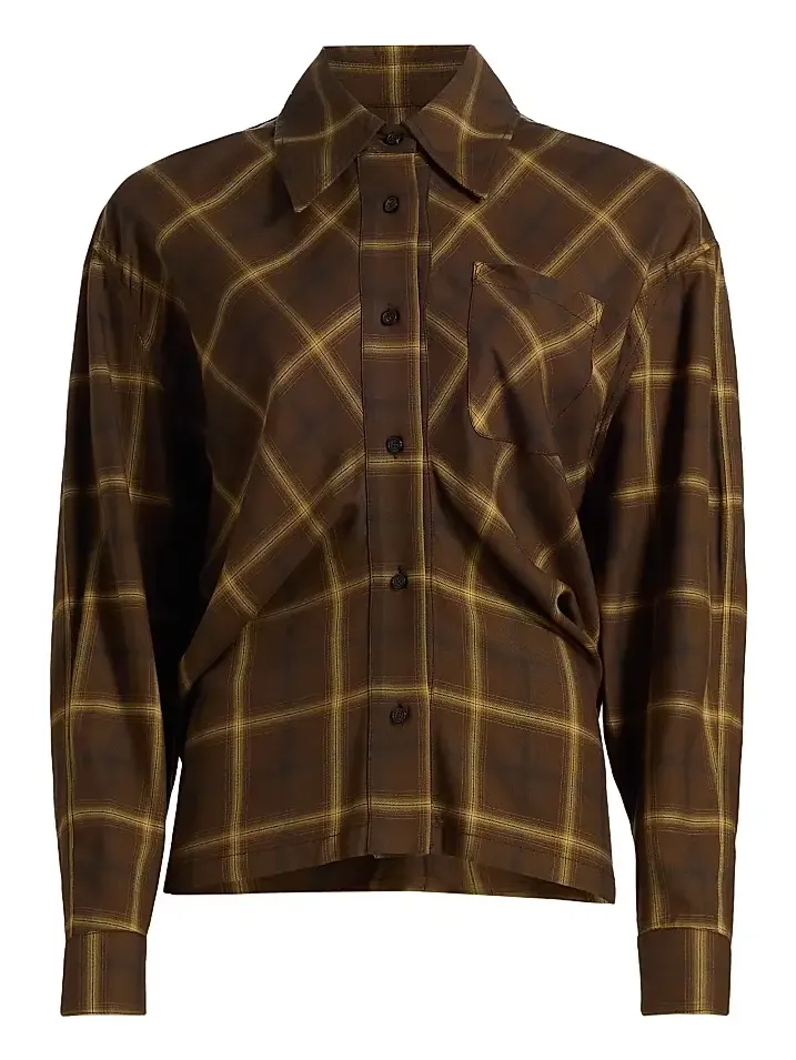 Women's Check Plaid Banana-Sleeve Shirt Women's Check Plaid Banana-Sleeve Shirt