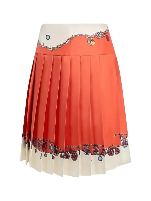 Versace Women's Stolen Jewels Silk Pleated Skirt