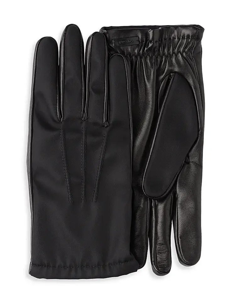 Prada Men's Re-Nylon and Nappa Leather Gloves