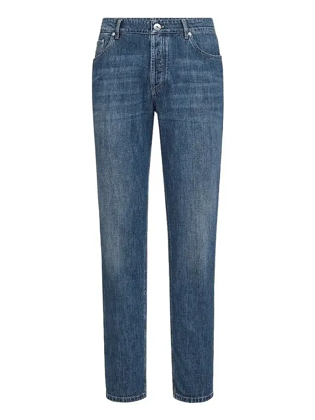 Brunello Cucinelli Men's Lightweight Denim Traditional Fit Five-Pocket Jeans