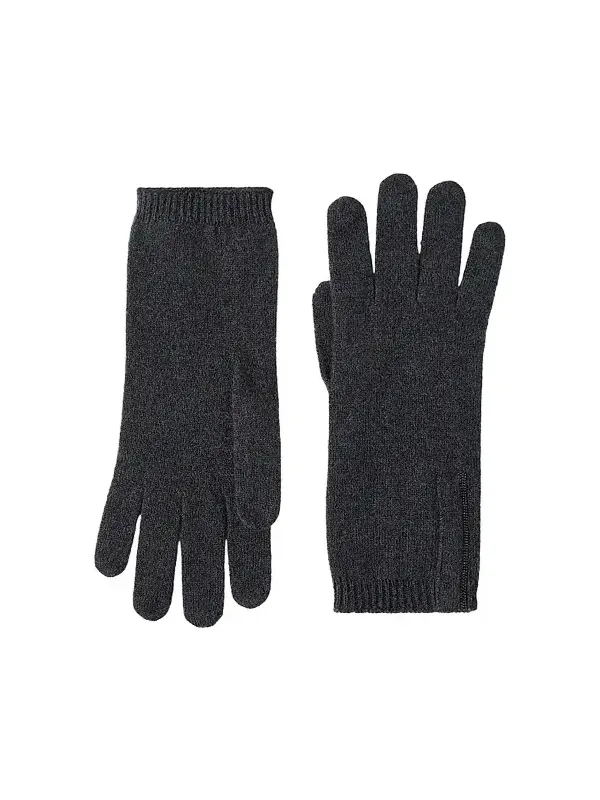 Brunello Cucinelli Women's Cashmere Knit Gloves with Monili - Lignite Grey