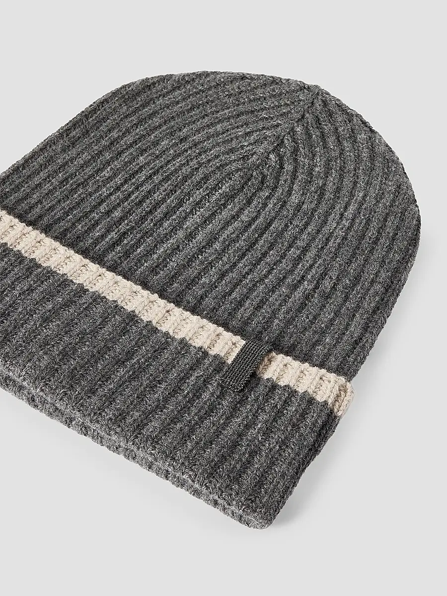 Brunello Cucinelli Women's Cashmere English Rib Knit Beanie with Monili - Lead | Thumbnail 2