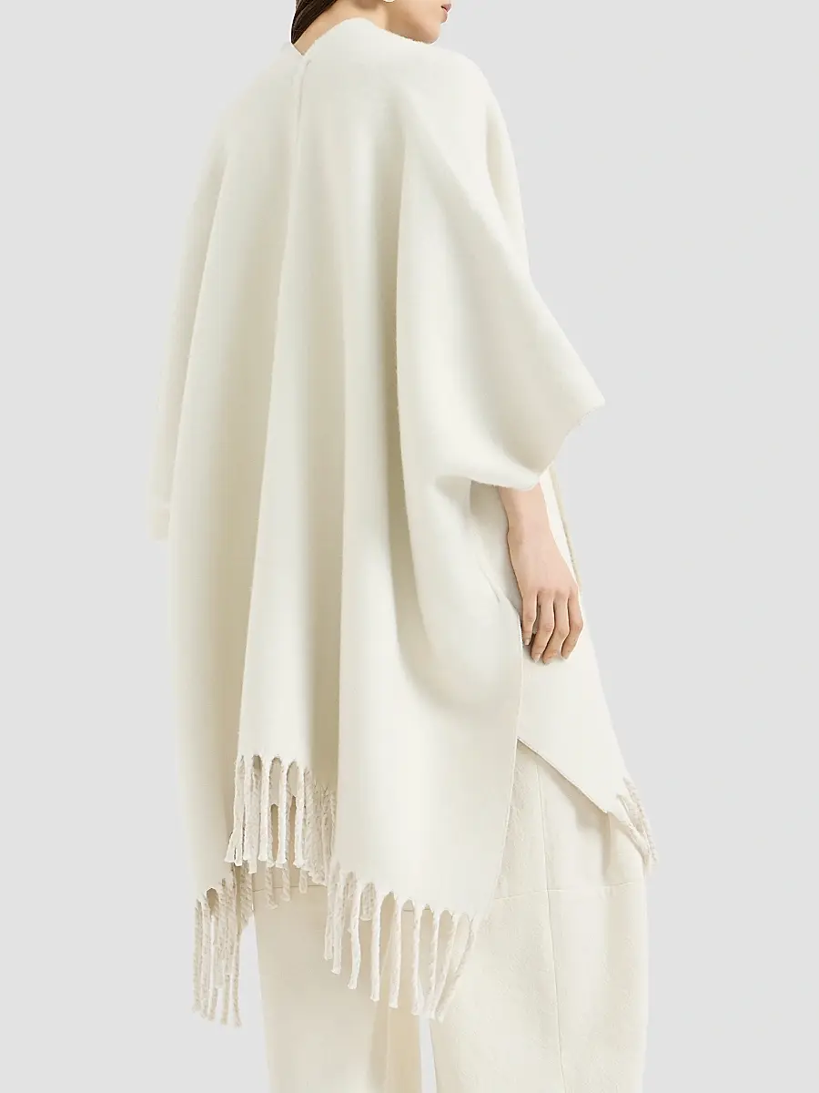 Brunello Cucinelli Women's Wool and Cashmere Double Knit Reversible Poncho | Thumbnail 4 Brunello Cucinelli Women's Wool and Cashmere Double Knit Reversible Poncho | Thumbnail 4