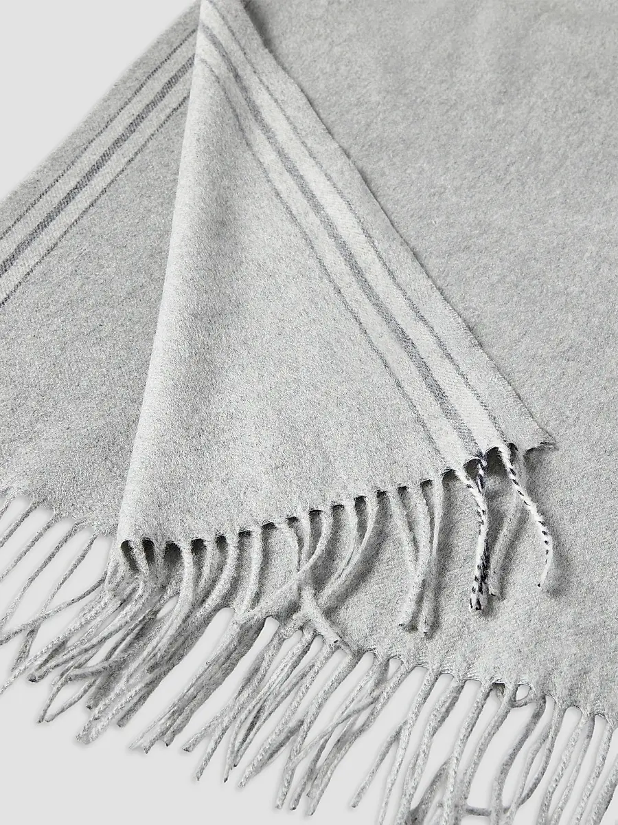 Brunello Cucinelli Men's Silk Scarf with Selvedge - Light Grey | Thumbnail 3 Brunello Cucinelli Men's Silk Scarf with Selvedge - Light Grey | Thumbnail 3