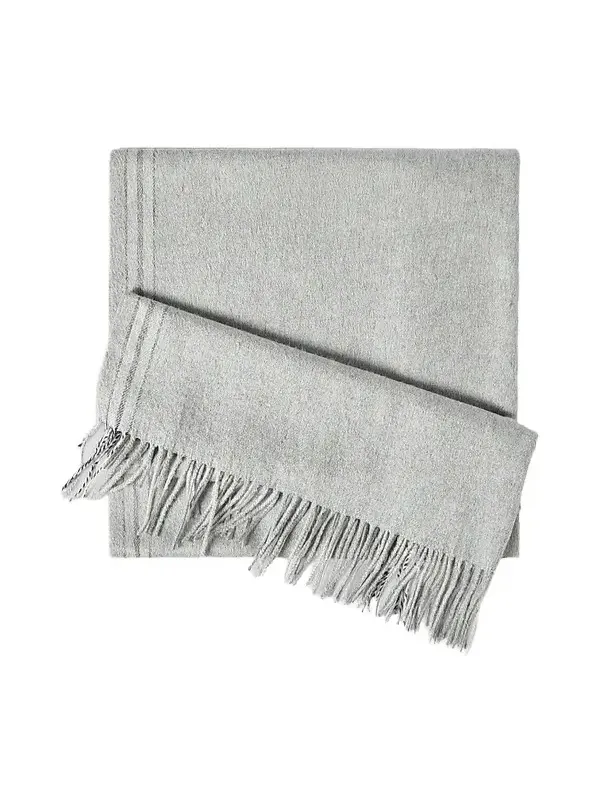 Brunello Cucinelli Men's Silk Scarf with Selvedge - Light Grey