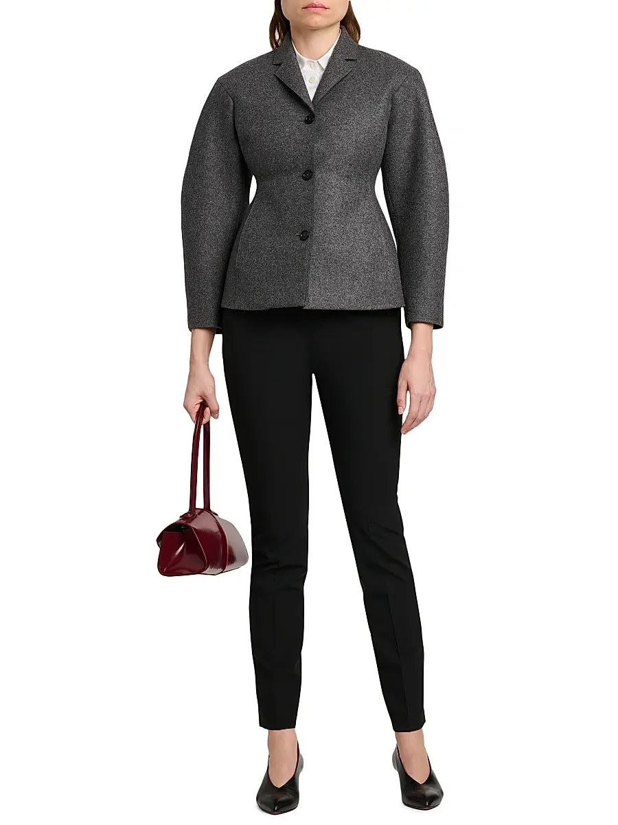 Jil Sander Women's Wool Melange Tapered-Waist Single-Breasted Jacket | Thumbnail 2 Jil Sander Women's Wool Melange Tapered-Waist Single-Breasted Jacket | Thumbnail 2
