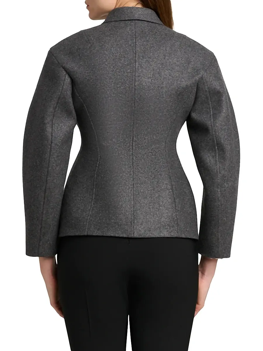 Jil Sander Women's Wool Melange Tapered-Waist Single-Breasted Jacket | Thumbnail 5 Jil Sander Women's Wool Melange Tapered-Waist Single-Breasted Jacket | Thumbnail 5