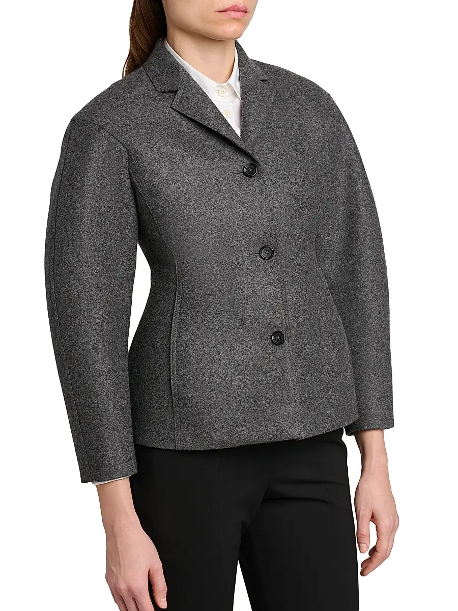 Jil Sander Women's Wool Melange Tapered-Waist Single-Breasted Jacket | Thumbnail 6 Jil Sander Women's Wool Melange Tapered-Waist Single-Breasted Jacket | Thumbnail 6