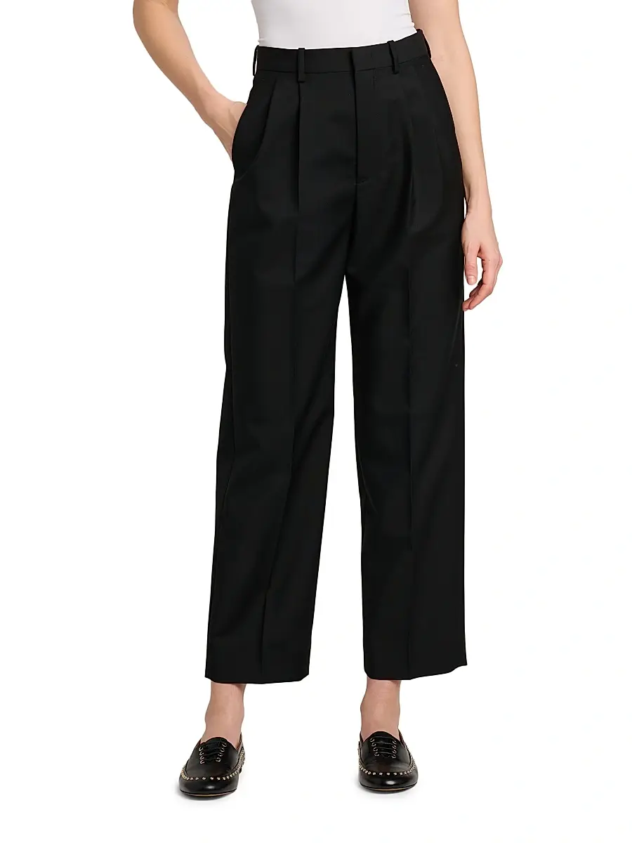 Jil Sander Women's Wool-Mohair Canvas Pleated Trousers | Thumbnail 3 Jil Sander Women's Wool-Mohair Canvas Pleated Trousers | Thumbnail 3