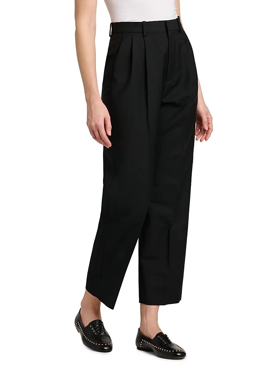 Jil Sander Women's Wool-Mohair Canvas Pleated Trousers | Thumbnail 4 Jil Sander Women's Wool-Mohair Canvas Pleated Trousers | Thumbnail 4