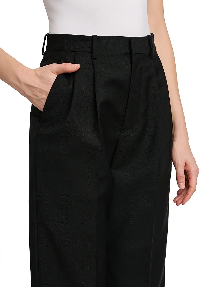 Jil Sander Women's Wool-Mohair Canvas Pleated Trousers | Thumbnail 6 Jil Sander Women's Wool-Mohair Canvas Pleated Trousers | Thumbnail 6