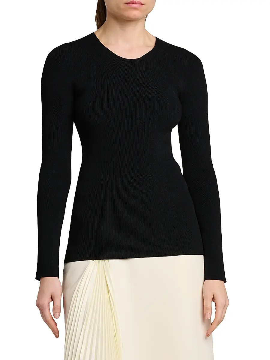 Jil Sander Women's Rib-Knit Crewneck Sweater | Thumbnail 3 Jil Sander Women's Rib-Knit Crewneck Sweater | Thumbnail 3