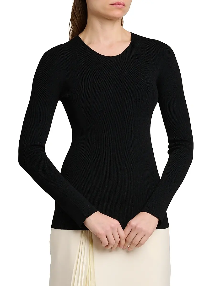 Jil Sander Women's Rib-Knit Crewneck Sweater | Thumbnail 4 Jil Sander Women's Rib-Knit Crewneck Sweater | Thumbnail 4