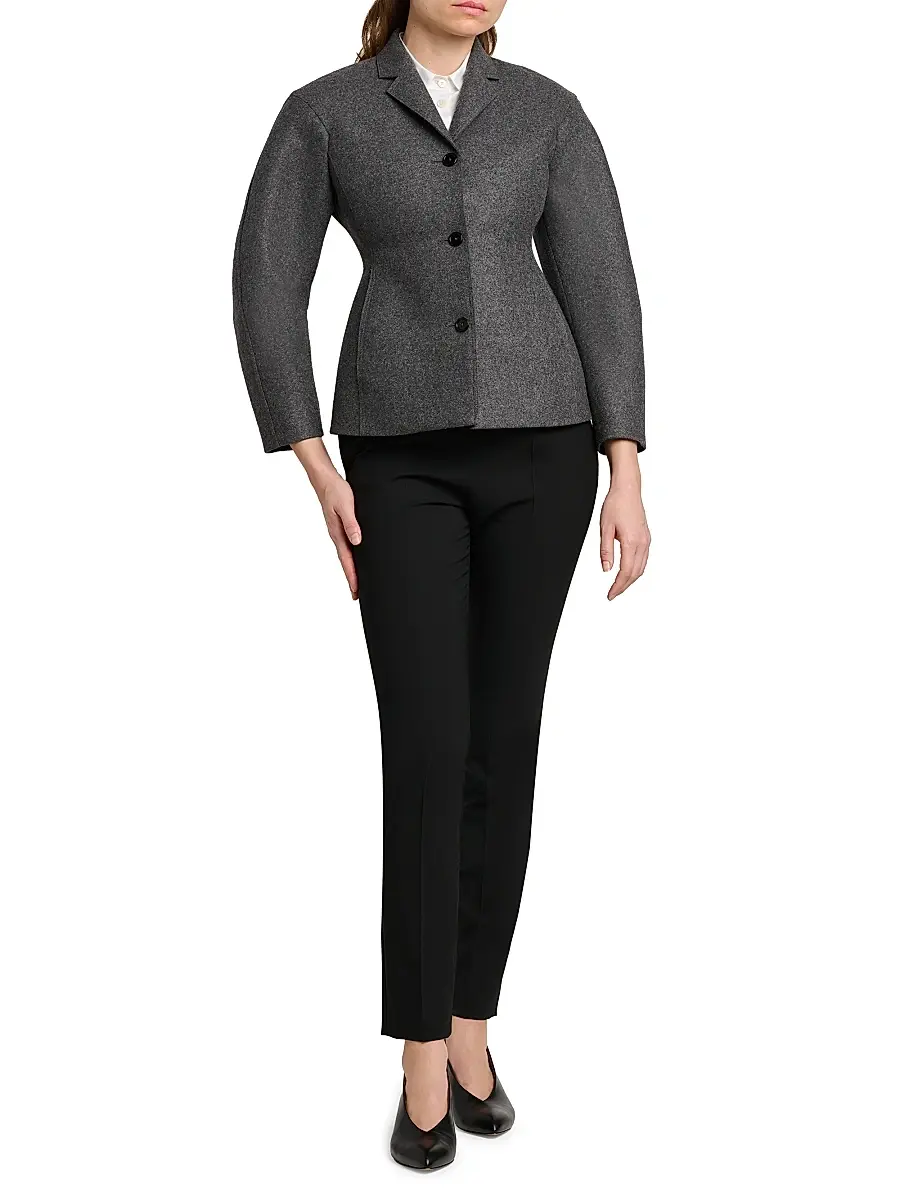 Jil Sander Women's Stretch-Wool Darted Flat-Front Trousers | Thumbnail 2
