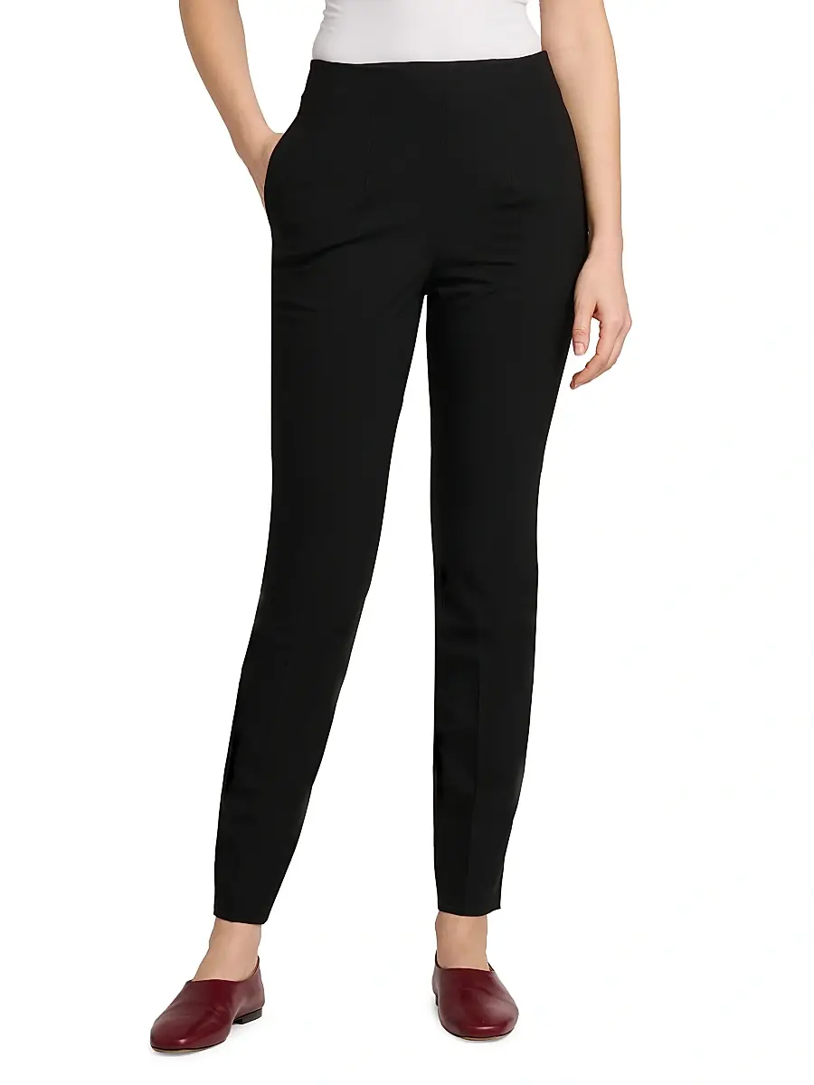Jil Sander Women's Stretch-Wool Darted Flat-Front Trousers | Thumbnail 3