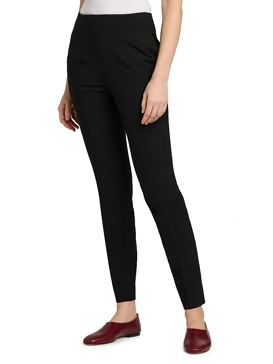 Jil Sander Women's Stretch-Wool Darted Flat-Front Trousers | Thumbnail 4