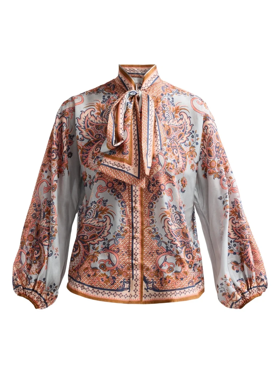 Zimmermann Women's Aster Silk Tieneck Blouse