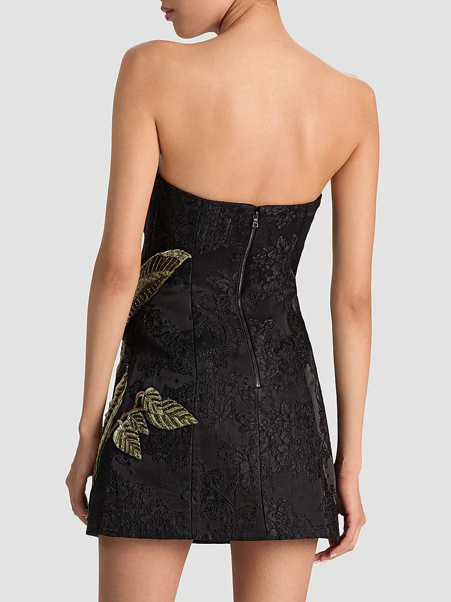 Alice + Olivia Women's Katia Strapless Floral Appliqué Mini Dress | Thumbnail 3 Alice + Olivia Women's Katia Strapless Floral Appliqué Mini Dress | Thumbnail 3