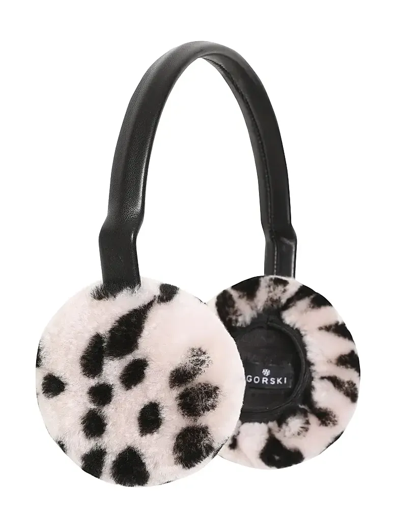 Women's Select Shearling Lamb Earmuffs with Leather Frame - Beige