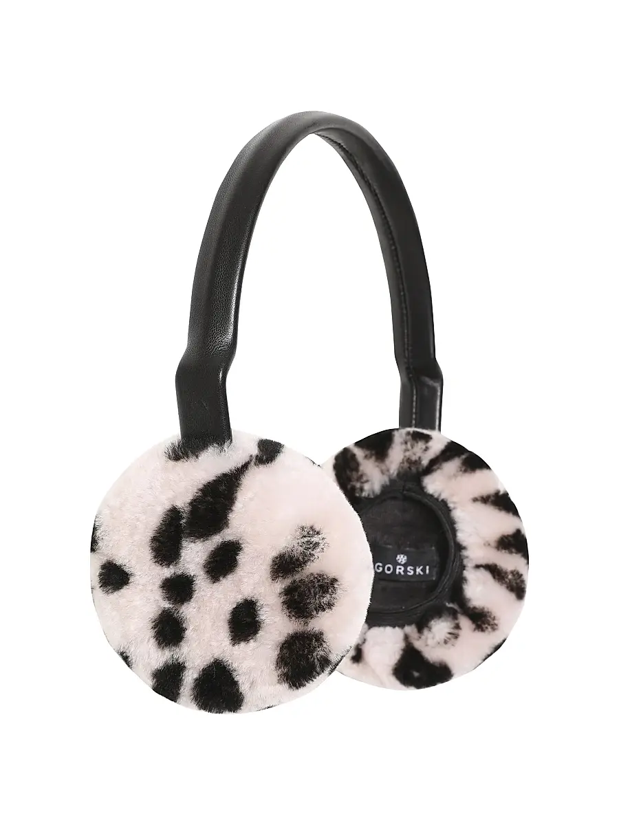 Gorski Women's Select Shearling Lamb Earmuffs with Leather Frame - Beige | Image 1 Gorski Women's Select Shearling Lamb Earmuffs with Leather Frame - Beige | Image 1