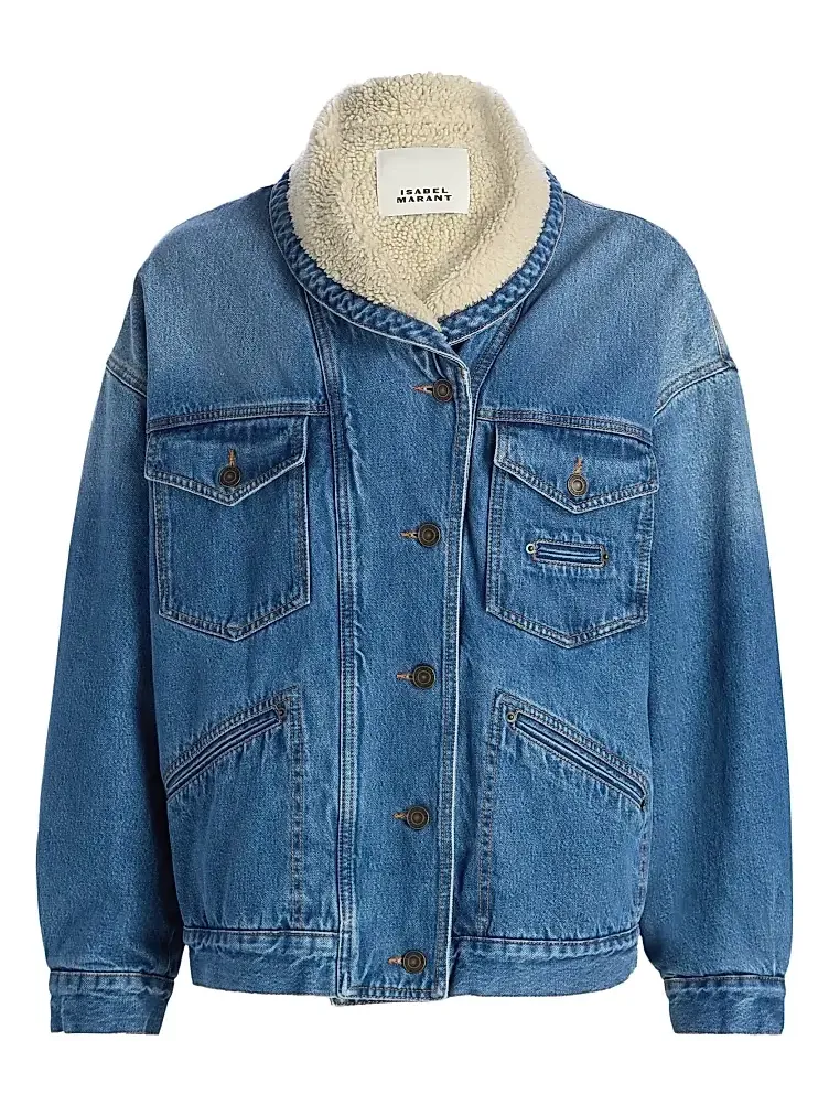 Women's Pimia Sherpa-Collar Denim Jacket Women's Pimia Sherpa-Collar Denim Jacket
