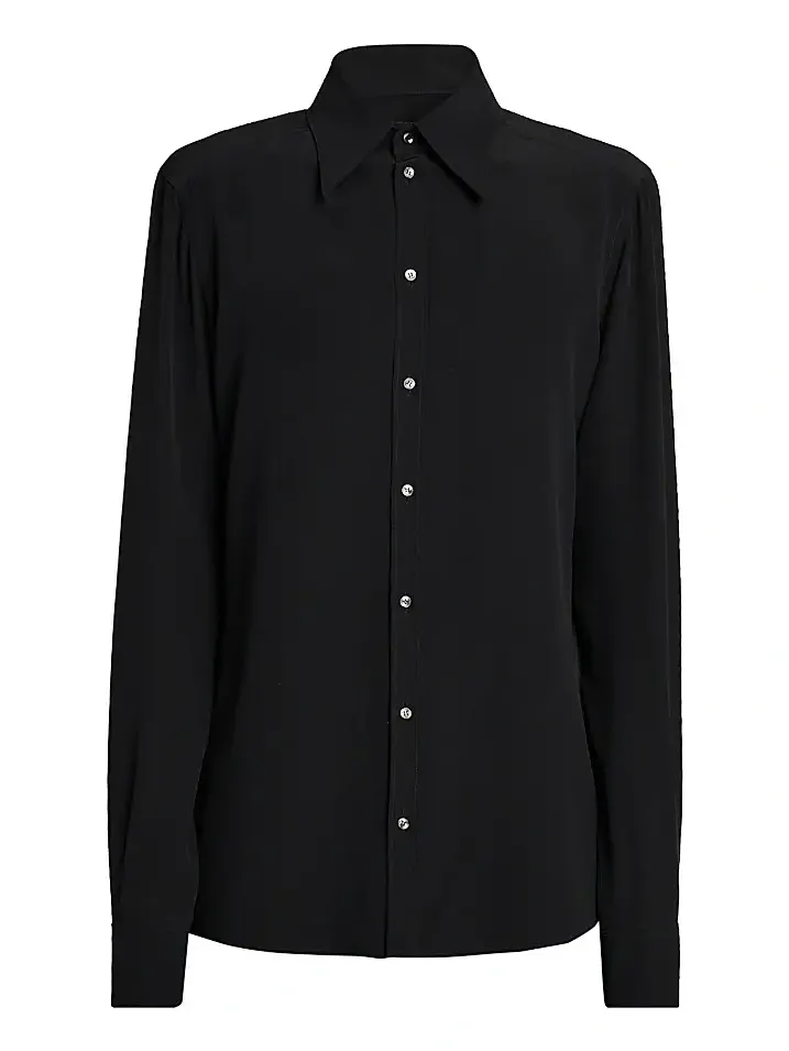 Men's Point Collar Silk Shirt
