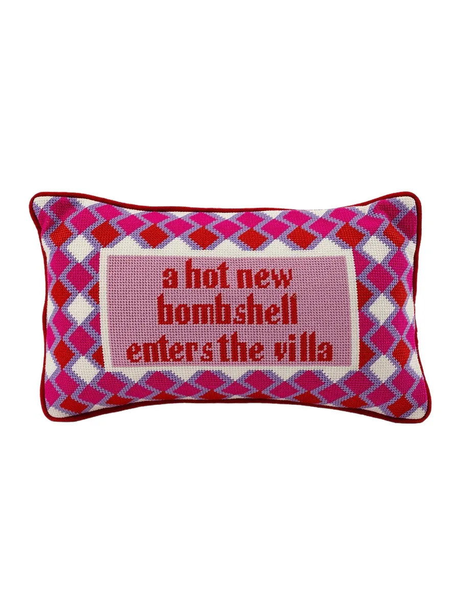 Furbish Studio Hot New Bombshell Needlepoint Pillow