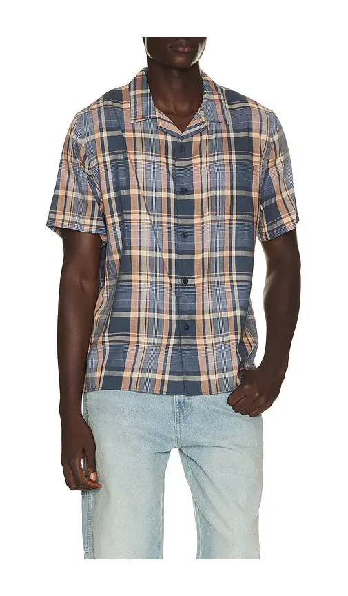 Prine Plaid Cotton Blend Cabana Shirt Prine Plaid Cotton Blend Cabana Shirt