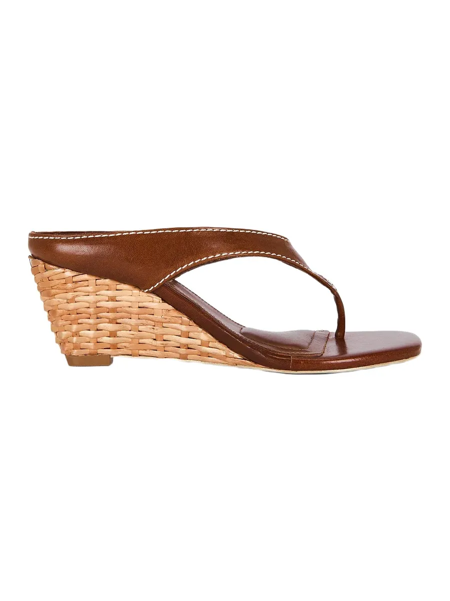 Hazel Leather Thong Wedge