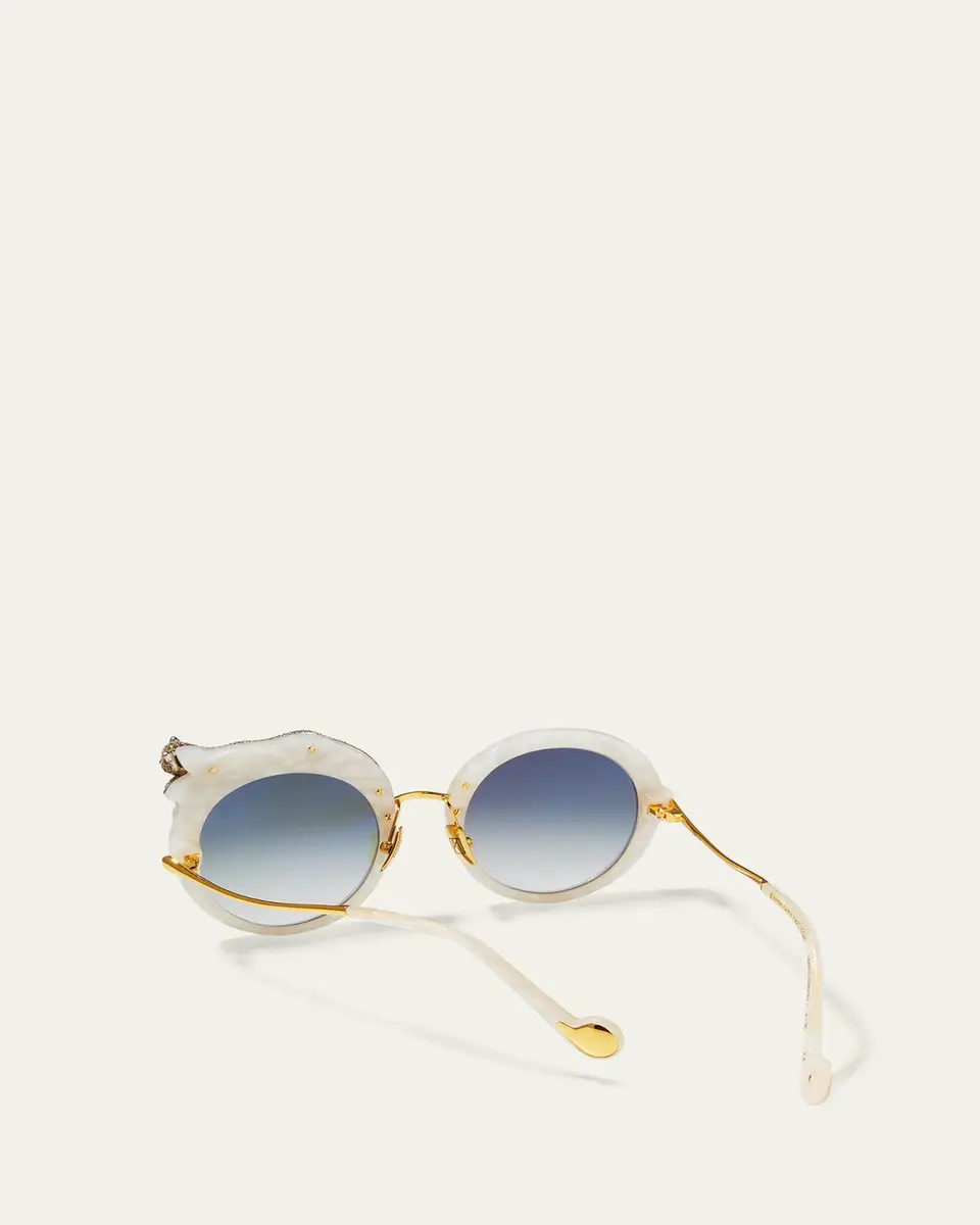 Anna-Karin Karlsson Rose et la Roue Round Crystal-Embellished Leopard Sunglasses | Thumbnail 2