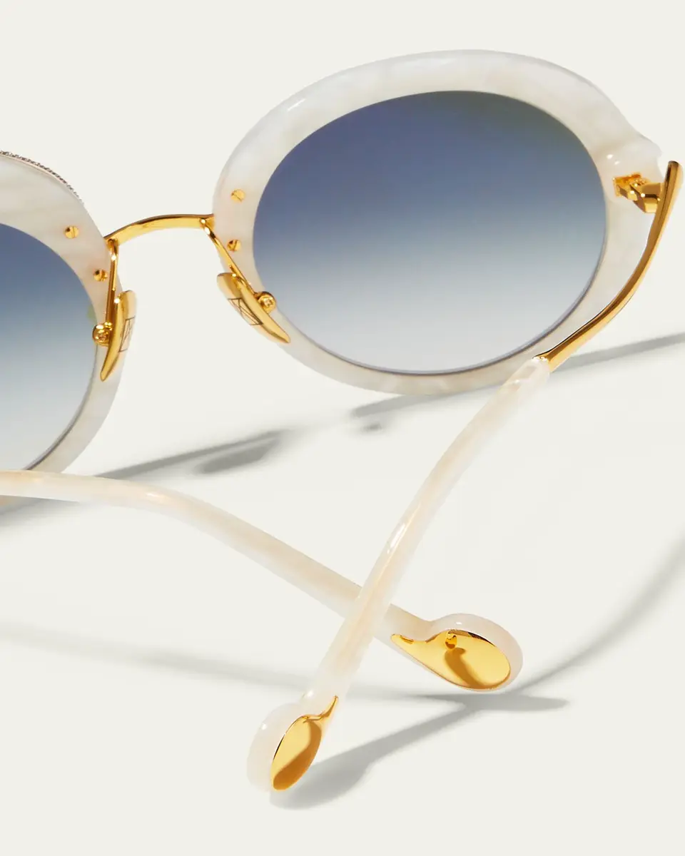 Anna-Karin Karlsson Rose et la Roue Round Crystal-Embellished Leopard Sunglasses | Thumbnail 5