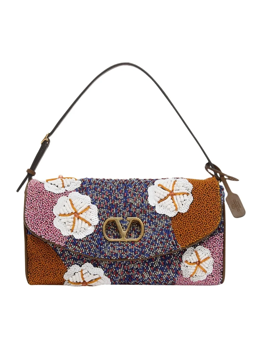 DeVain Floral Beaded Top-Handle Bag DeVain Floral Beaded Top-Handle Bag