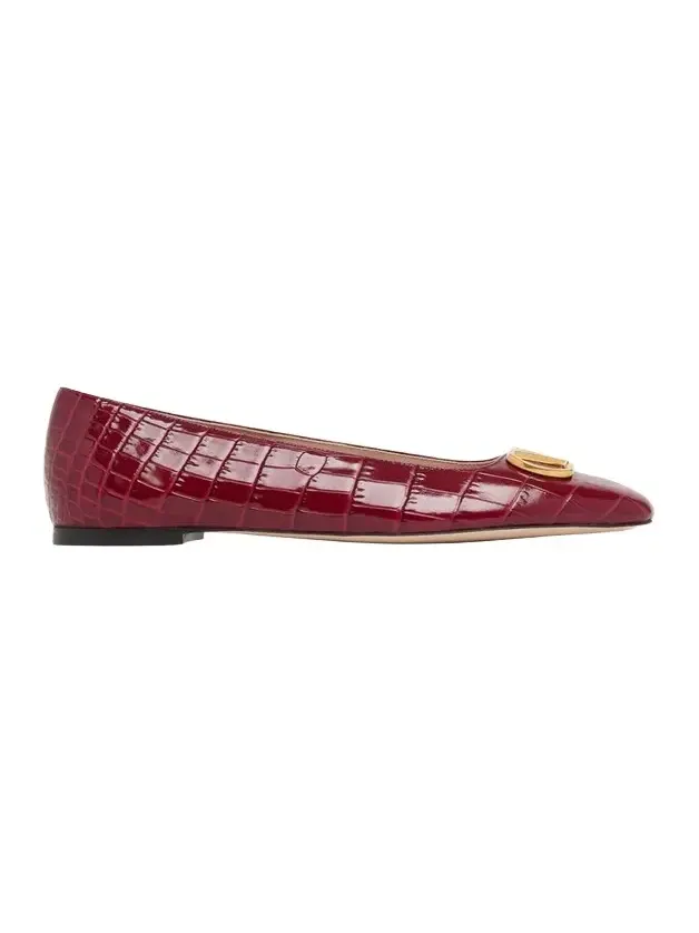 VLogo Croc-Embossed Leather Ballerina Flats