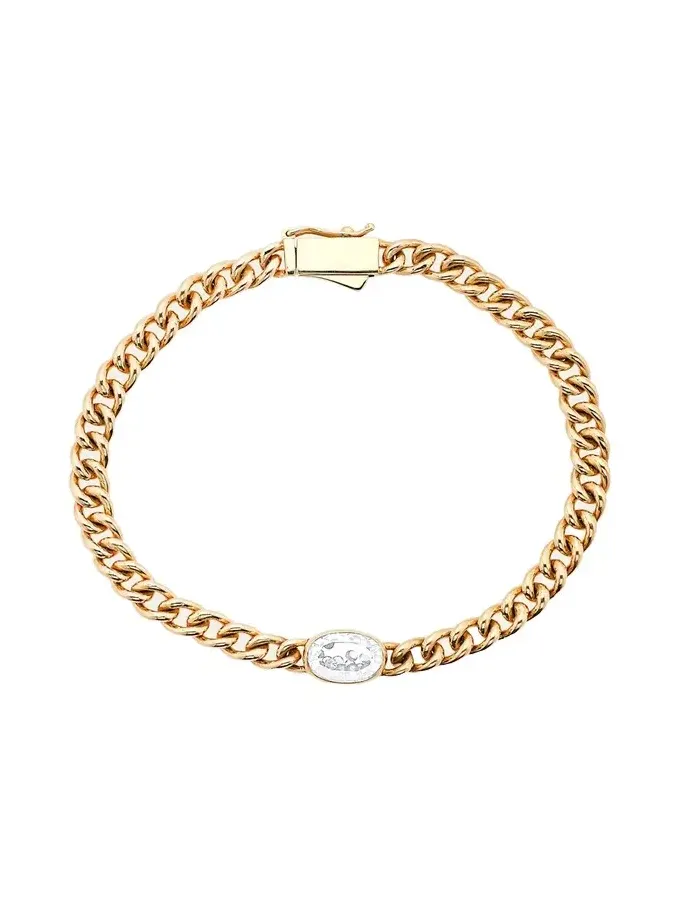 18K Yellow Gold Unidinho Oval Bracelet with Diamonds