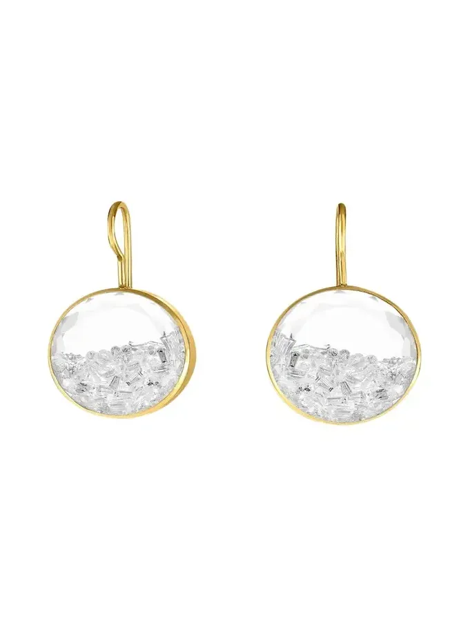 18K Yellow Gold Core 12 Earrings with Diamonds 18K Yellow Gold Core 12 Earrings with Diamonds