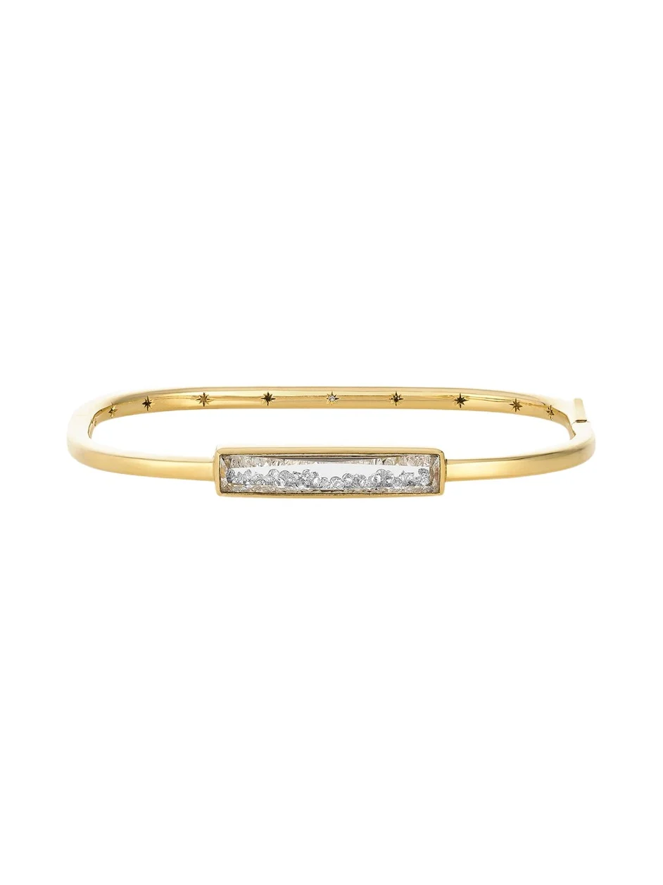 18K Yellow Gold Core Bangle Bracelet with Diamonds 18K Yellow Gold Core Bangle Bracelet with Diamonds