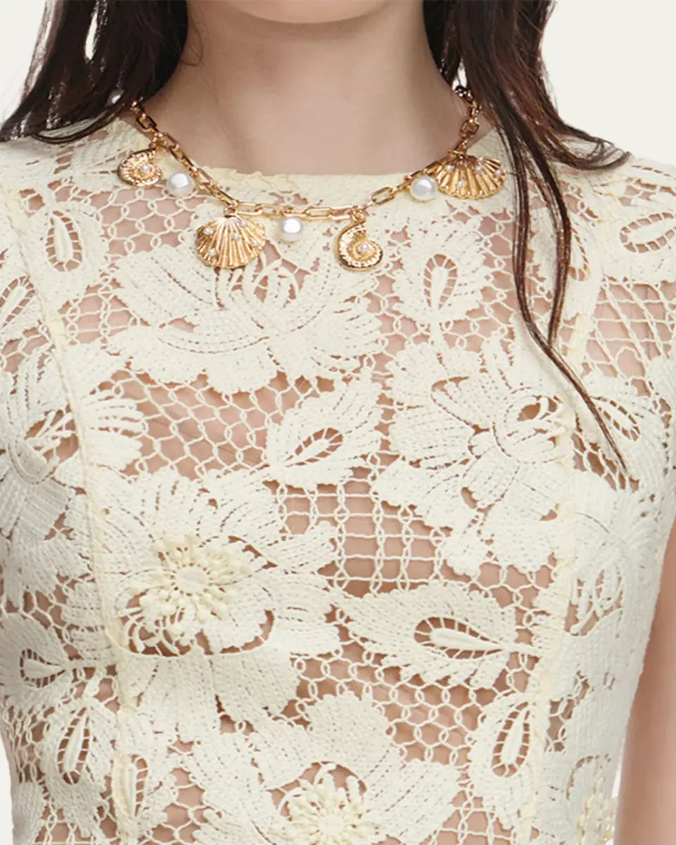Self-Portrait Crochet Lace Midi Dress | Thumbnail 5 Self-Portrait Crochet Lace Midi Dress | Thumbnail 5