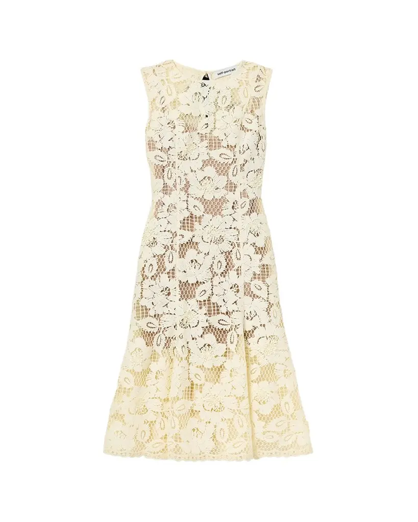 Self-Portrait Crochet Lace Midi Dress | Image 1 Self-Portrait Crochet Lace Midi Dress | Image 1