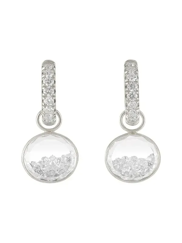 18K White Gold Core Gala Huggie Earrings with Diamonds 18K White Gold Core Gala Huggie Earrings with Diamonds