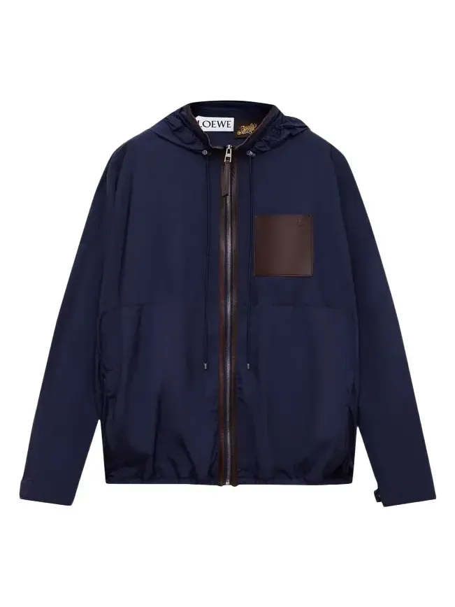 Loewe x Paula's Ibiza Men's Hooded Leather-Trim Anorak Jacket
