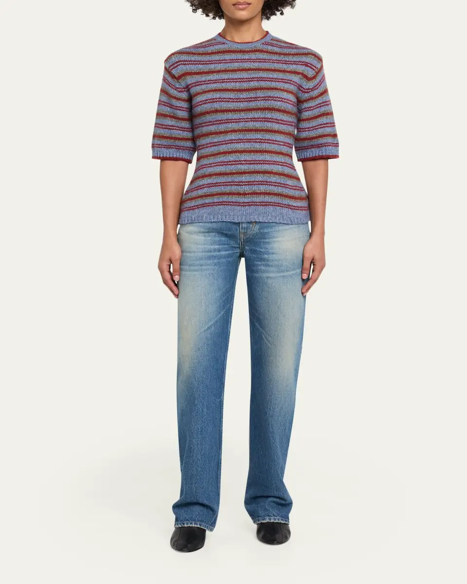 Proenza Schouler White Label Dana Striped Short-Sleeve Sweater | Thumbnail 2