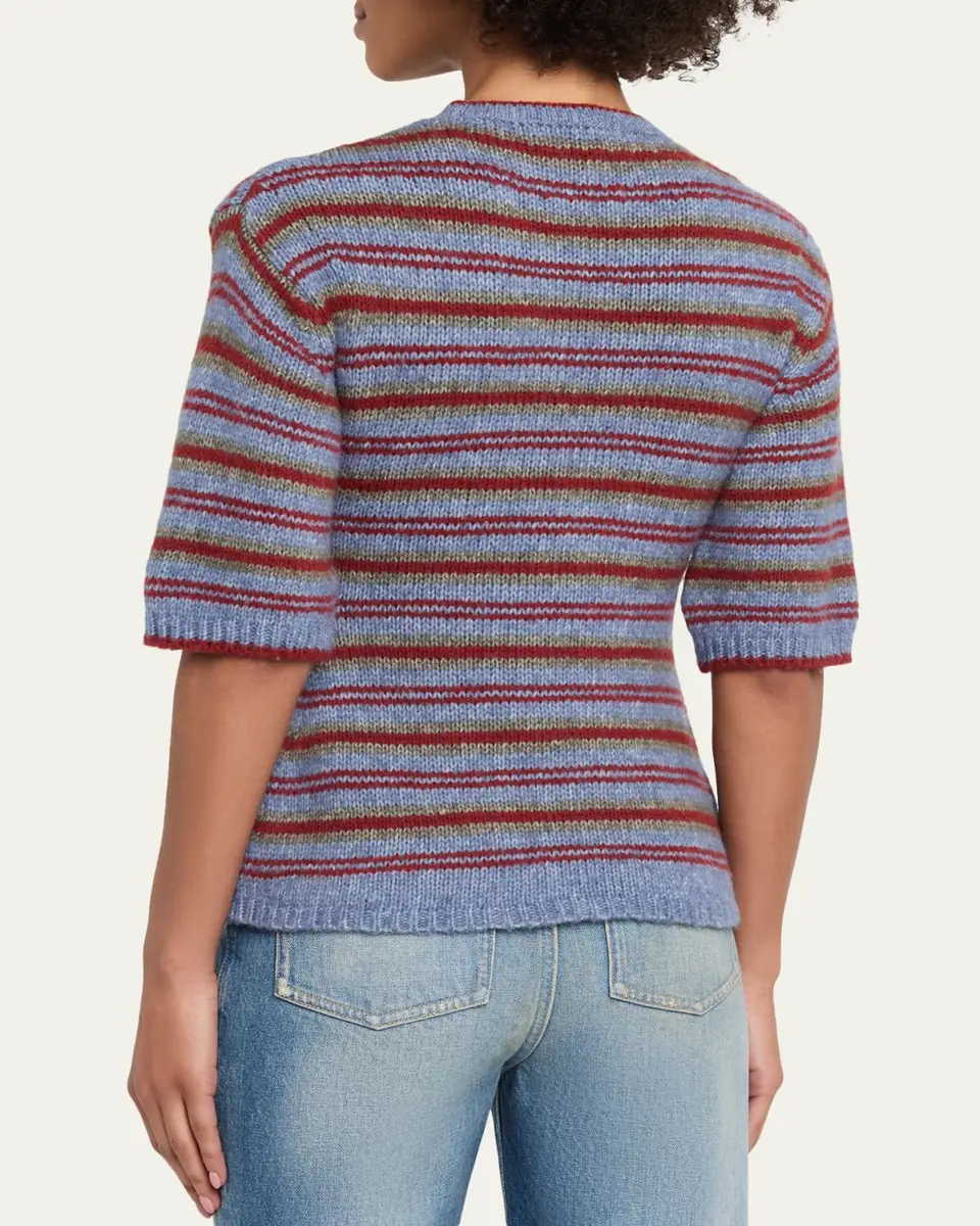 Proenza Schouler White Label Dana Striped Short-Sleeve Sweater | Thumbnail 3