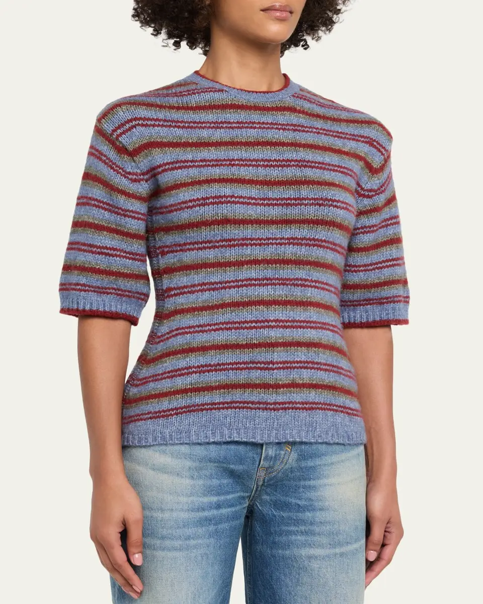 Proenza Schouler White Label Dana Striped Short-Sleeve Sweater | Thumbnail 4