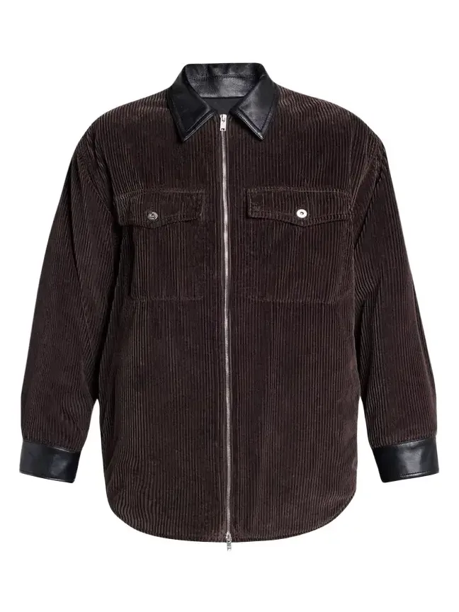 Men's Cotton Corduroy Leather-Trim Shirt Jacket Men's Cotton Corduroy Leather-Trim Shirt Jacket