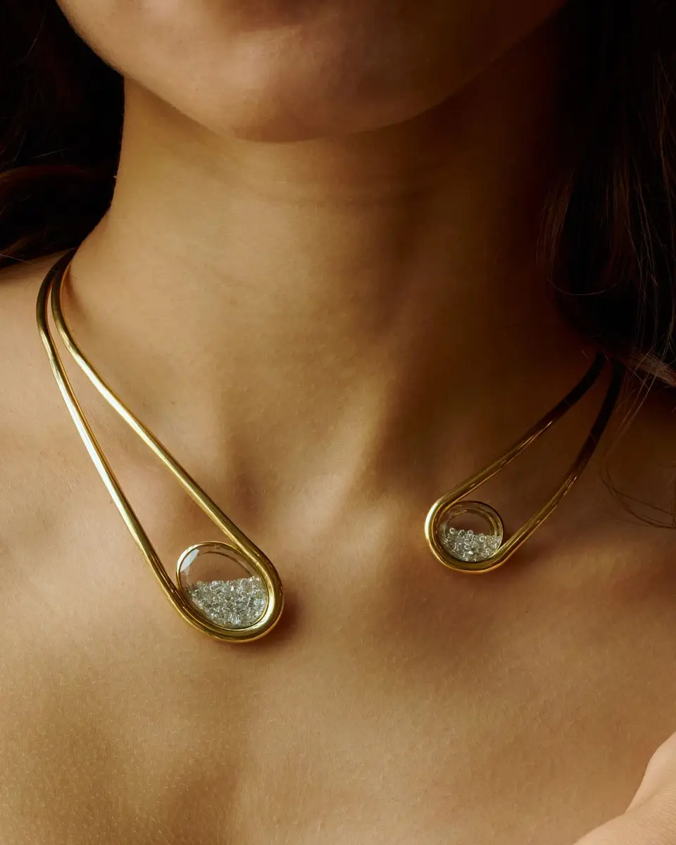 MORITZ GLIK 18K Yellow Gold Cascavel Choker Necklace with Diamonds and Kaleidoscope Shakers | Thumbnail 2 MORITZ GLIK 18K Yellow Gold Cascavel Choker Necklace with Diamonds and Kaleidoscope Shakers | Thumbnail 2