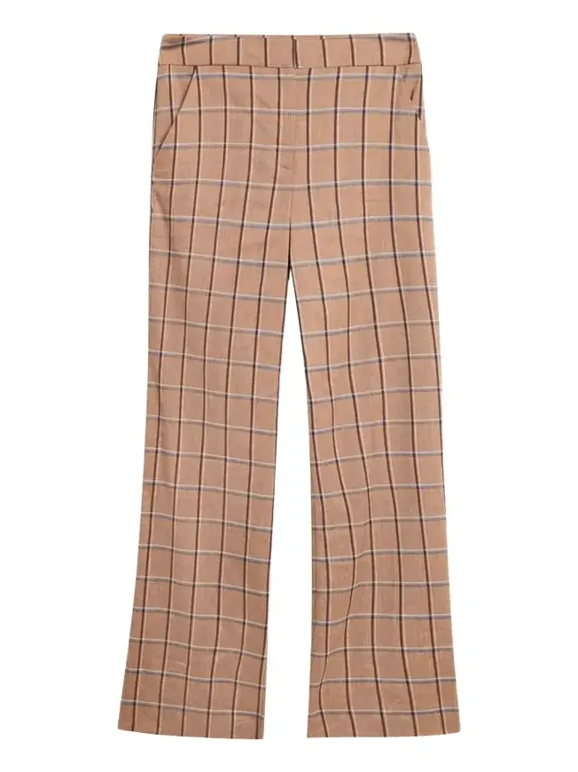 Tonelli Plaid Wide-Leg Pants