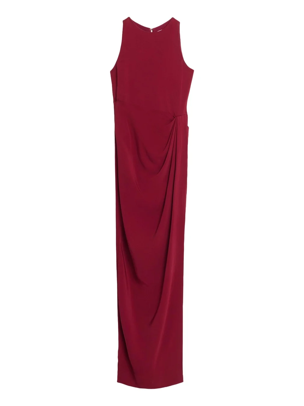 Sleeveless Draped Slit Column Gown